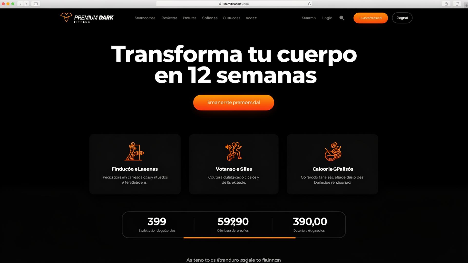 Página de ventas generada por Zeyra IA — ejemplo de curso de fitness